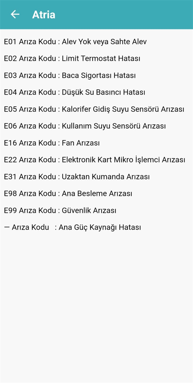 Kombi Arıza Kodları